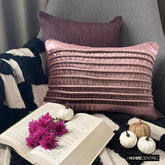 Violaine - Purple Satin & Velvet Decorative Lumbar Cushion Cover
