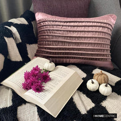 Violaine - Purple Satin & Velvet Decorative Lumbar Cushion Cover