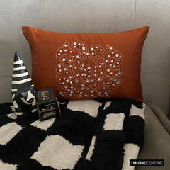 Crystal Evening - Art Silk Rust Decorative Decorative Lumbar Cushion Cover