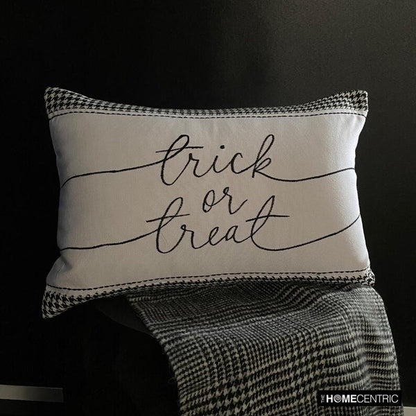 Trick Or Treat - Black & White Jacquard Decorative Lumbar  Cushion Cover