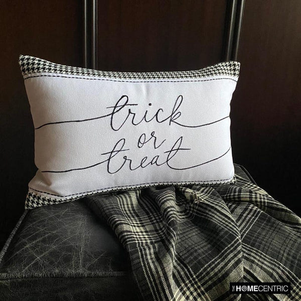 Trick Or Treat - Black & White Jacquard Decorative Lumbar  Cushion Cover