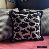 Spooky Ghost - Black Jacquard Spooky Decorative Throw Cushion Cover