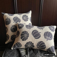 Black Jacquard Decorative Throw Pillow Cover - Noir Pumpkin