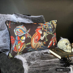Monkey Mischief - Black Cotton Decorative Lumbar Cushion Cover