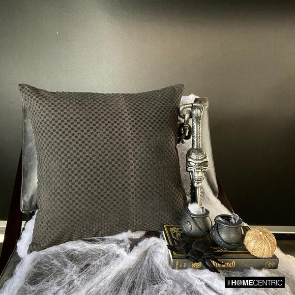 Spotted Spooks - Charcoal Velvet Decorative Throw Cushion Cover