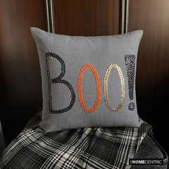 Boo - Charcoal Linen Boo Decorative Throw Cushion Cover