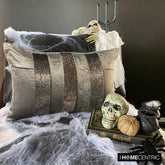 Sparkling Stripe Charcoal - Charcoal Grey Velvet Decorative Lumbar Cushion Cover