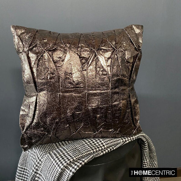 Stunning Charcoal - Charcoal Faux Leather Throw Cushion Cover