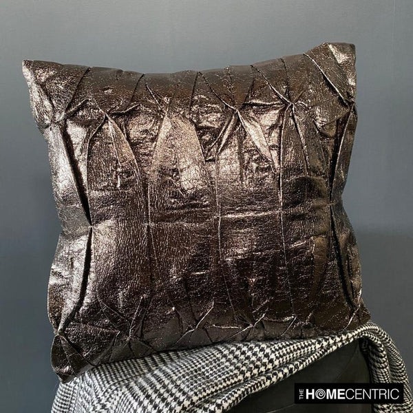 Stunning Charcoal - Charcoal Faux Leather Fall Decorative Cushion Covers