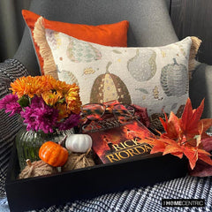 Cozy Pumpkins - Purple Woven Jacquard Decorative Lumbar Cushion Cover