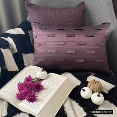 Plum Stripe - Art Silk Plum Decorative Decorative Lumbar Cushion Cover