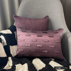 Plum Stripe - Art Silk Plum Decorative Decorative Lumbar Cushion Cover