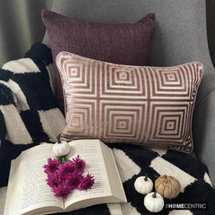 Webweave Wonder - Brown & Beige Velvet Decorative Lumbar Cushion Cover