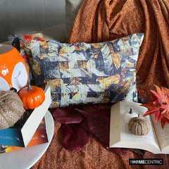 Twilight Ember - Black & Orange Jute Decorative Lumbar Cushion Cover
