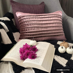 Violaine - Purple Satin & Velvet Decorative Lumbar Cushion Cover
