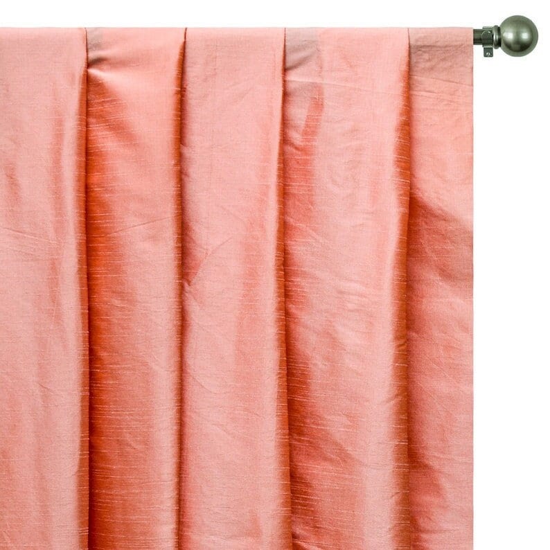 Peach Coral Art Silk Curtain Panels