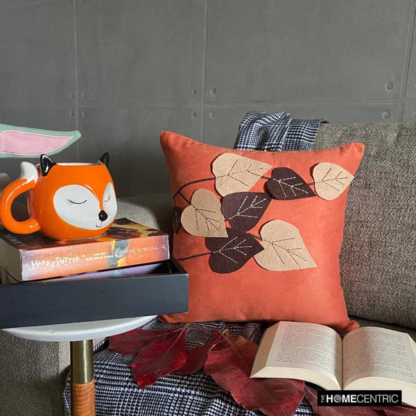 Spring Leaves - Rust Faux Suede Decorative Cushion Covers