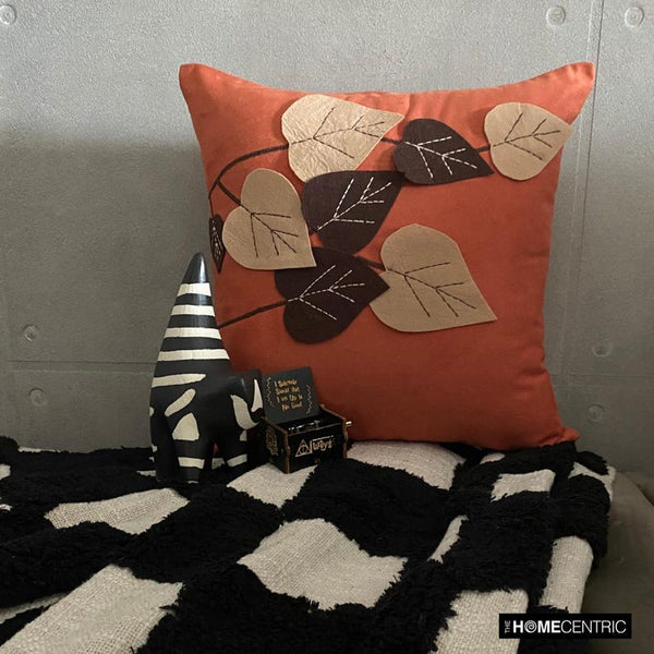 Spring Leaves - Rust Faux Suede Decorative Cushion Covers