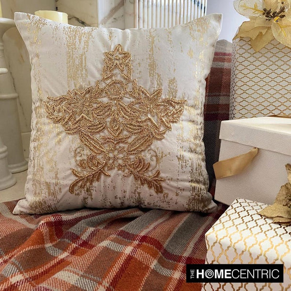 Xmas Star - Gold Velvet Handmade Throw Cushion Cover