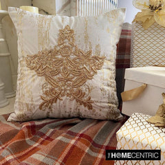 Xmas Star - Gold Velvet Handmade Throw Cushion Cover