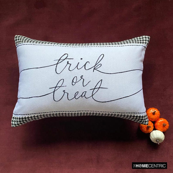 Trick Or Treat - Black & White Jacquard Decorative Lumbar  Cushion Cover