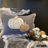 Pumpkin Burlap - Gray Linen Decorative Lumbar Cushion Cover