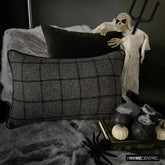 Woolly Plaid - Gray Wool Decorative Lumbar Cushion Cover