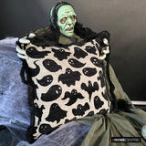 Spooky Ghost - Black Jacquard Spooky Decorative Throw Cushion Cover