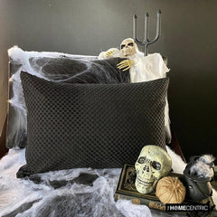 Polka Haunt - Black Velvet Decorative Lumbar Cushion Cover