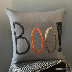 Boo - Charcoal Linen Boo Decorative Throw Cushion Cover