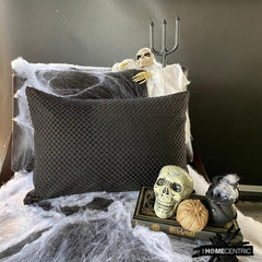 Polka Haunt - Black Velvet Decorative Lumbar Cushion Cover