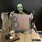 Boo - Charcoal Linen Boo Decorative Throw Cushion Cover