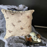 Crawling Terrors - Beige Cotton Spookys Decorative Throw Cushion Cover