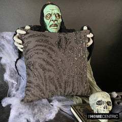 Raving Night - Charcoal Gray Linen Decorative Throw Cushion Cover