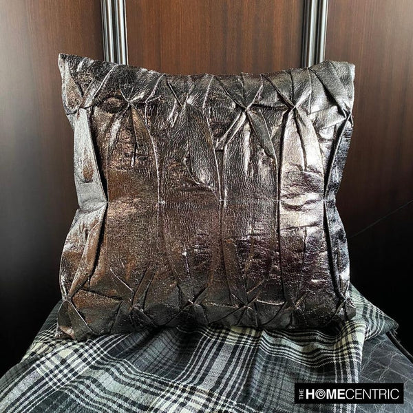 Stunning Charcoal - Charcoal Faux Leather Throw Cushion Cover