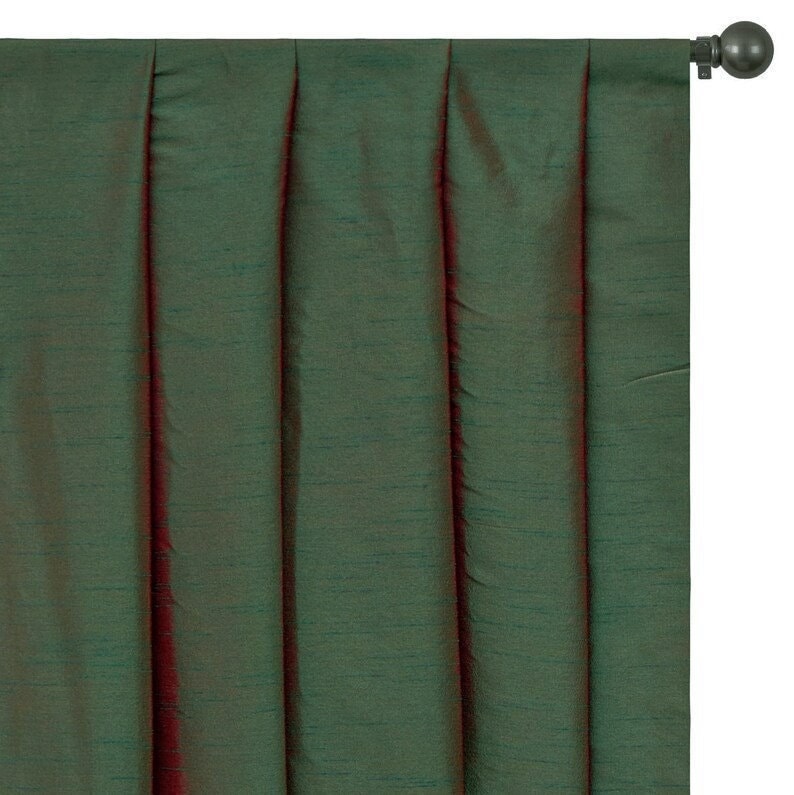 Green And Red Art Silk Curtain Panels