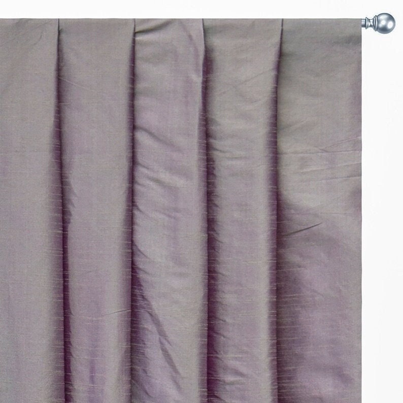 Cream And Purple Art Silk Curtain Panels