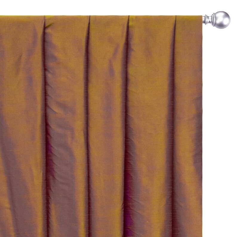 Gold And Purple Art Silk Curtain Panels
