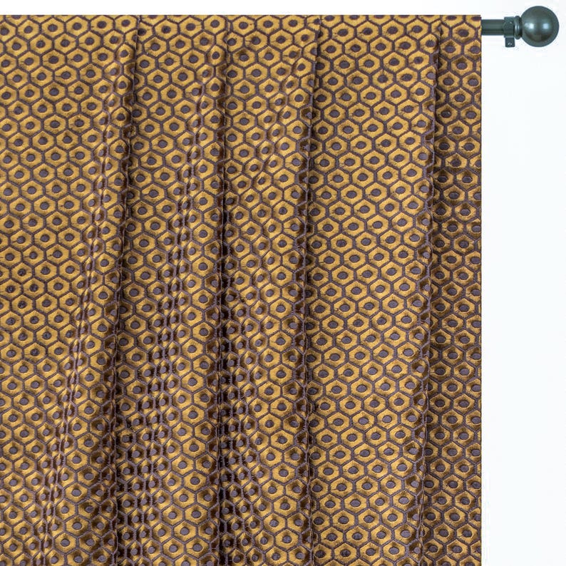 Gold Hexagon Embroidery Fabric by the Metre