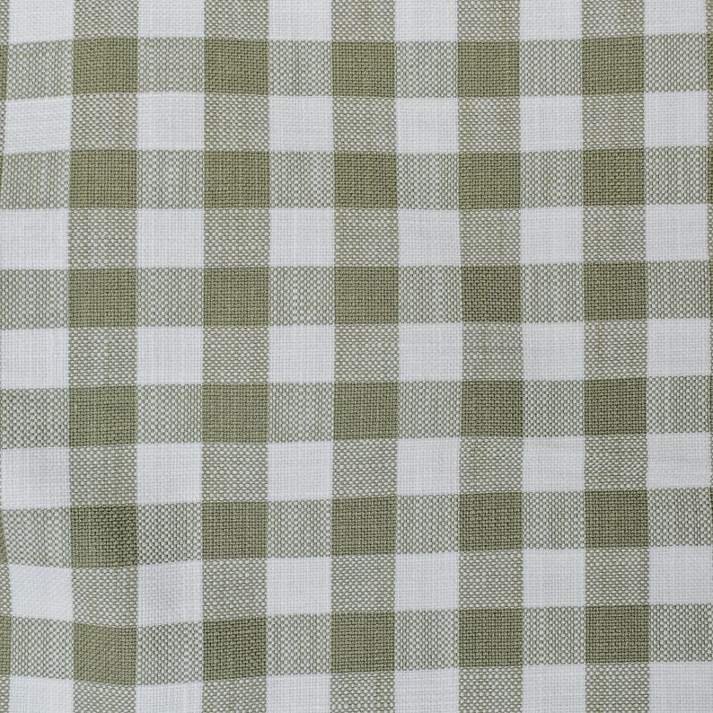 Olive Green Gingham Checks Cotton Fabric by the Metre