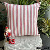 Stripe Plush Red - Red Cotton Decorative Throw Cushion Cover