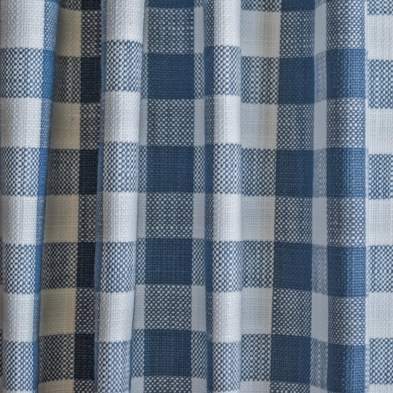 Blue Gingham Checks Cotton Fabric by the Metre