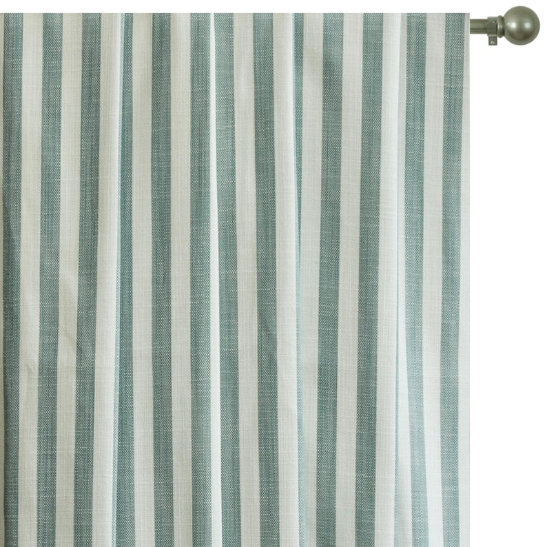 Teal Gingham Stripes Cotton Fabric by the Metre
