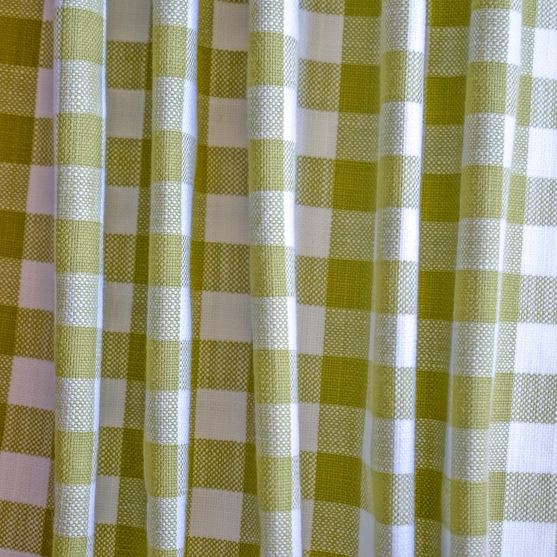 Chartreuse Gingham Checks Cotton Fabric by the Metre