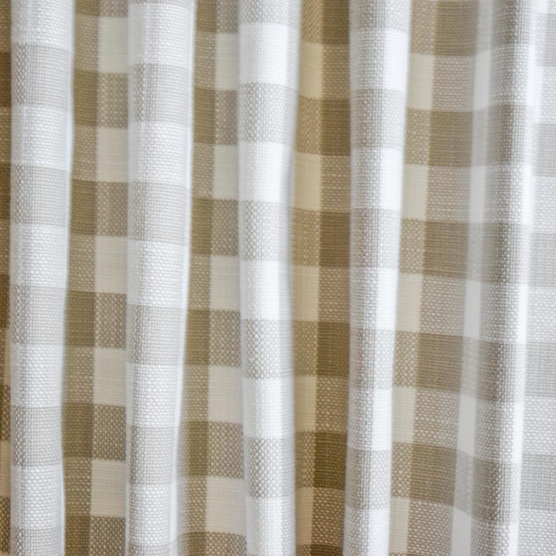 Beige Gingham Checks Cotton Fabric by the Metre