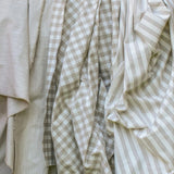 Beige Gingham Stripes Cotton Fabric by the Metre