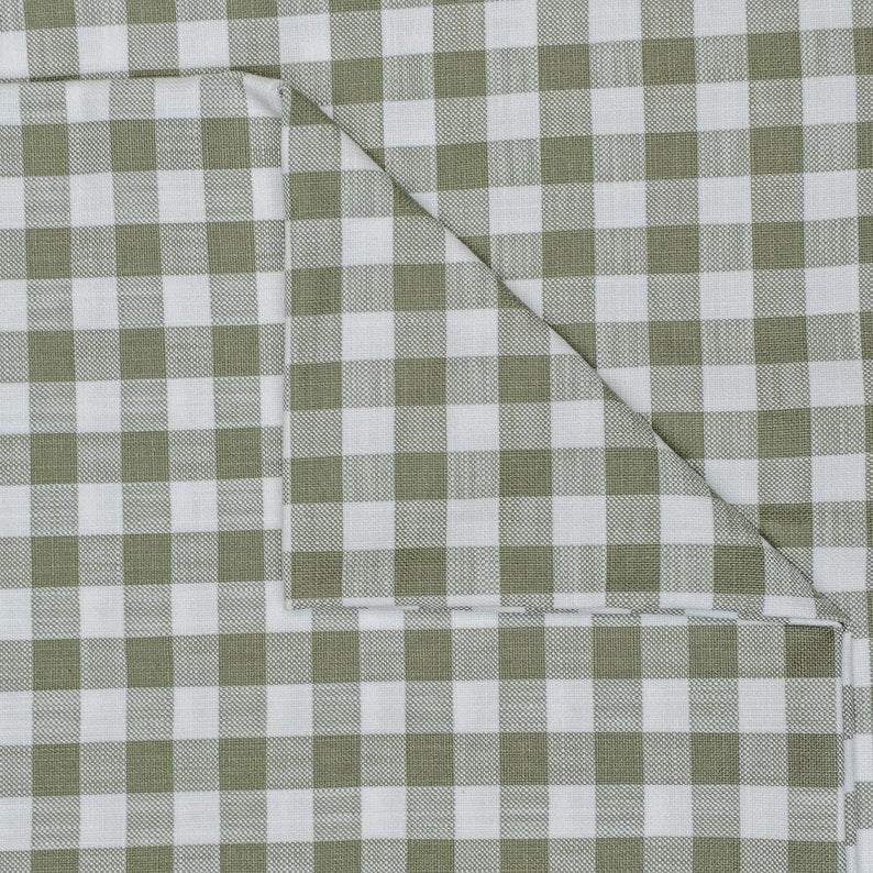 Olive Green Gingham Checks Cotton Fabric