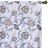 Dark Blue, Light Blue Cotton with Embroidery Fabric by the Metre, Blue Cotton Fabric