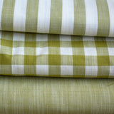 Chartreuse Gingham Stripes Cotton Fabric by the Metre