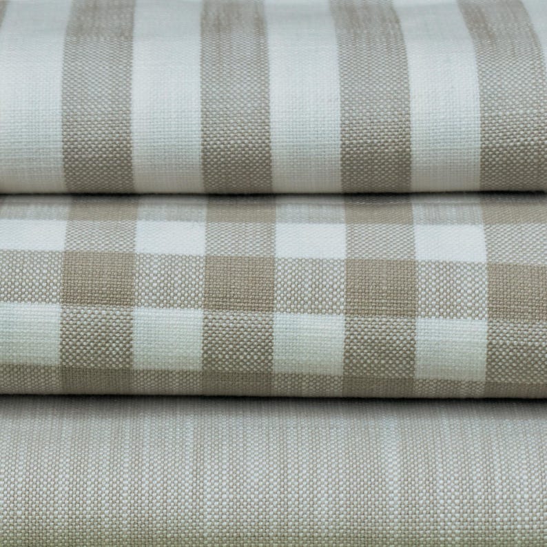 Beige Gingham Checks Cotton Fabric by the Metre